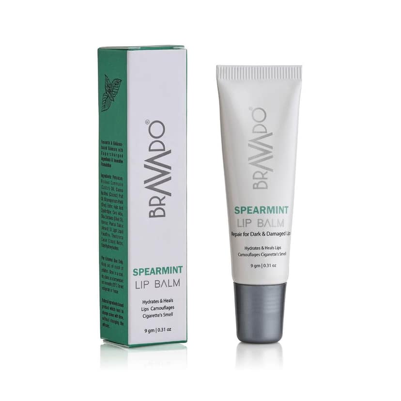 BRAVADO Lip Balm - Spearmint | Long-Lasting Moisturizing, For Dry, Cracked, Pigmented, Tinted & Chapped Lips | 24-Hour Hydration & Peptide Infused | for Men, Women | Brightening Dark Lip Balm | 9gm