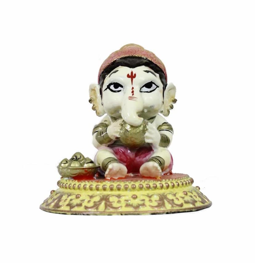 COPPERHOARD Laddu Ganesh Blessing Ganesha with Stand for Home Temple(Murti_CCARCG08) view 2