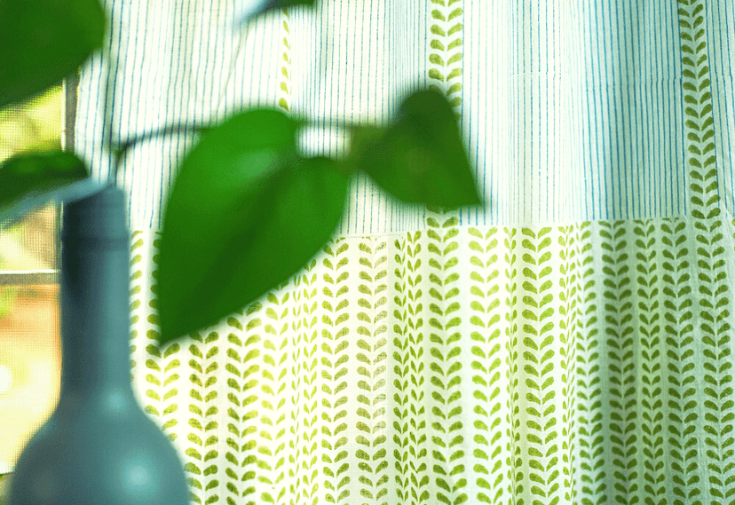 Prakruti Green Blockprinted Door Curtain view 4