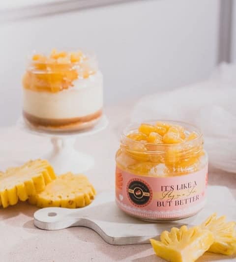 Pineapple baked cheesecake jar
