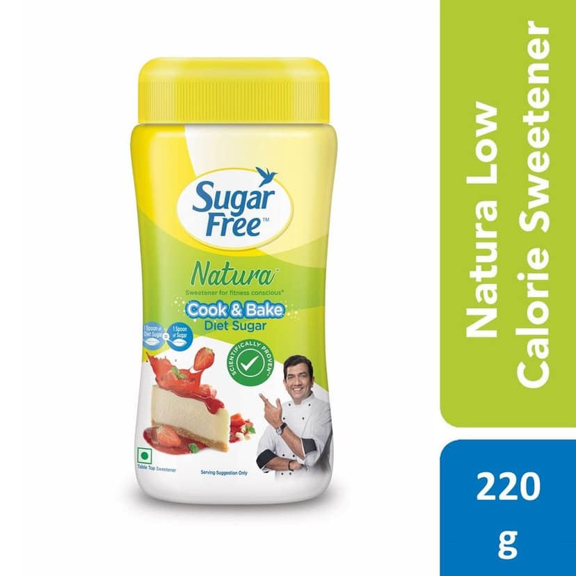 Sugar Free Natura, 220g Jar | Equivalent to Sweetness from 800 gm Sugar |100% Safe| Scientifically Proven & Tested|Sweet like Sugar but with zero calories|