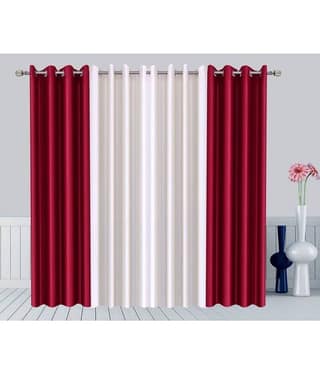N2C Home Solid Semi-Transparent Eyelet Curtain 7 ft ( Pack of 4 ) - Multicolor