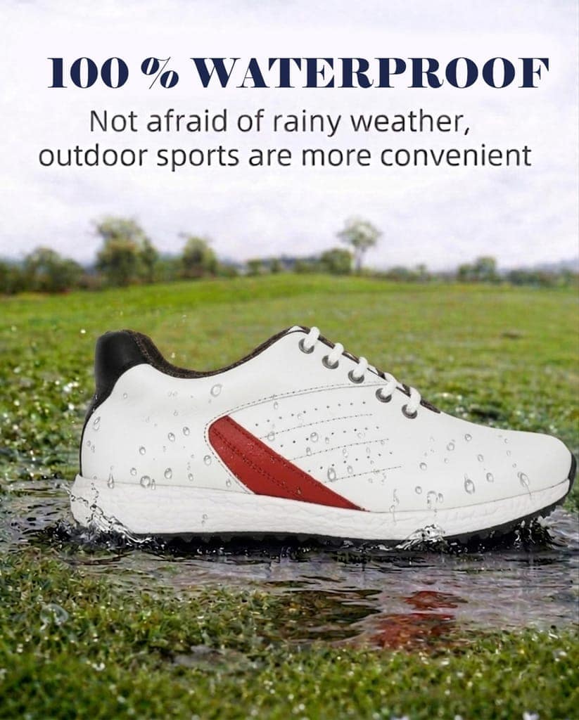 HITCARO Men Genuine Leather Lace-up Professional 100% Waterproof Premium Gold Golf Shoes view 6