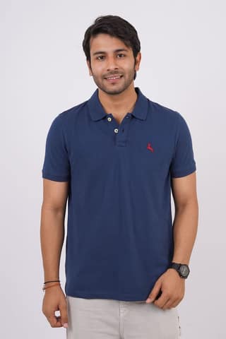 Men's Navy Blue Embroidery Polo T-Shirt