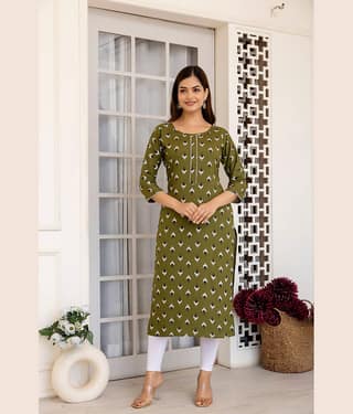 Kapadia Pack of 1 Rayon Printed Straight Women's Kurti - ( Green )