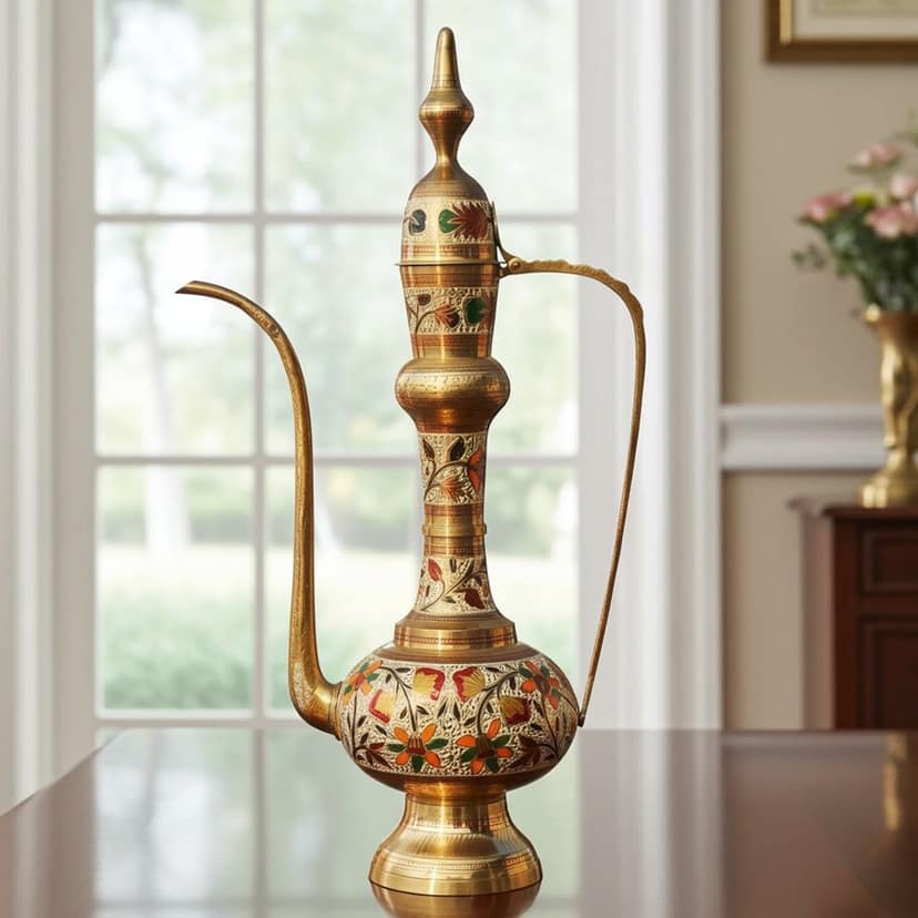 Brass Aftaba Surahi Statue ? Traditional Home & Office Decor, Height : 32 Inch (FMAS349 A)