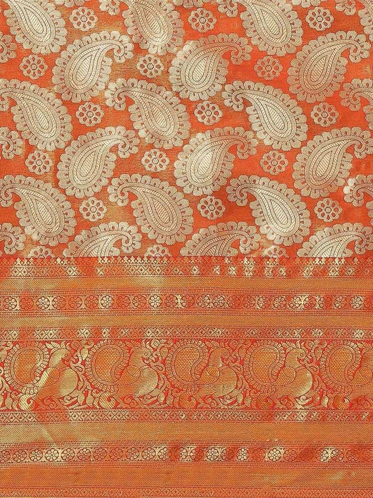 Women's Brocade Soft Silk Zari Woven Saree With Unstiched Blouse Piece view 3