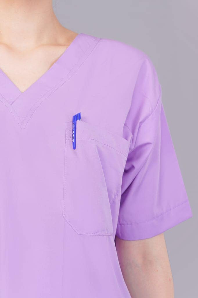 Scrub Suit | 5-Pockets Scrub | Lilac Color | Unisex Pattern | Set Of Upper & Bottom | Comfortable | Durable | Best Fitted For Medical Professionals view 2
