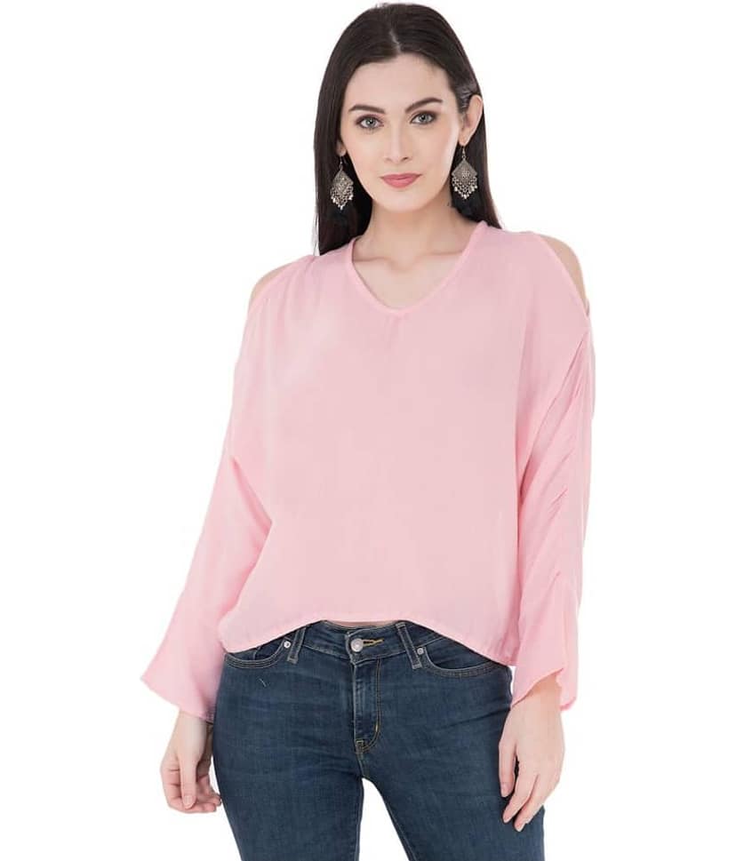 SAAKAA Women's Rayon Regular Top ( Pink )