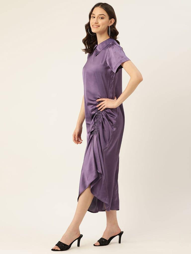 Rue Collection Peter Pan Collar Satin Maxi Dress view 3