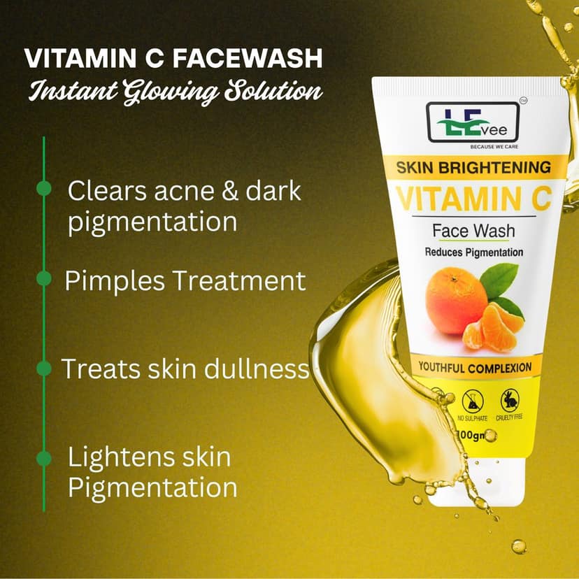 LEvee Vitamin C Face Wash | Skin Brightening Pigmentation Removal Cleanser with Orange Enzymes | For Glowing Skin & Dark Spot Correction | 200ml Combo view 7