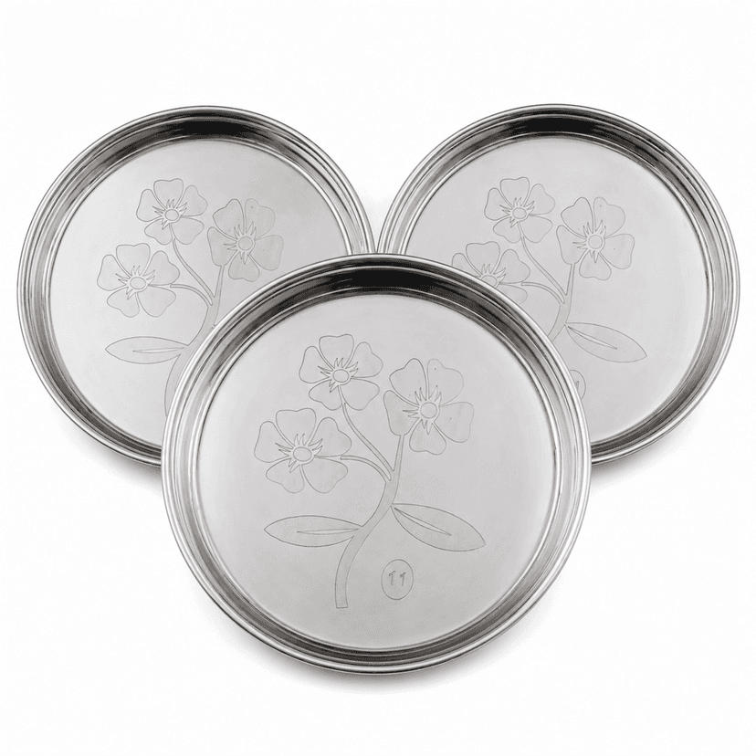 Premium Stainless Steel Designer Floral Thali (Khoncha)