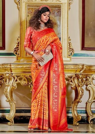 Woven Art Silk Saree in Mustard
