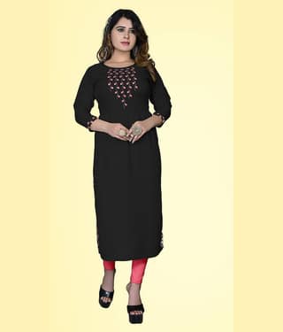 haya fashion - Black Rayon Women's A-line Kurti ( Pack of 1 )