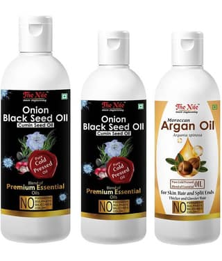 The Nile Onion Blackseed 150 mL + 100 ml (250 ml) + Argan Oil 100 ML 350 mL Pack of 3