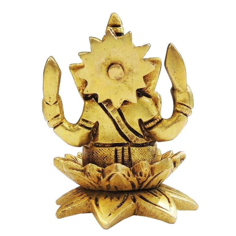 Brass Ganesh Idol on Lotus for Vastu, Office & Home, Height : 3.5 Inch (BSMAS1874 G) view 3