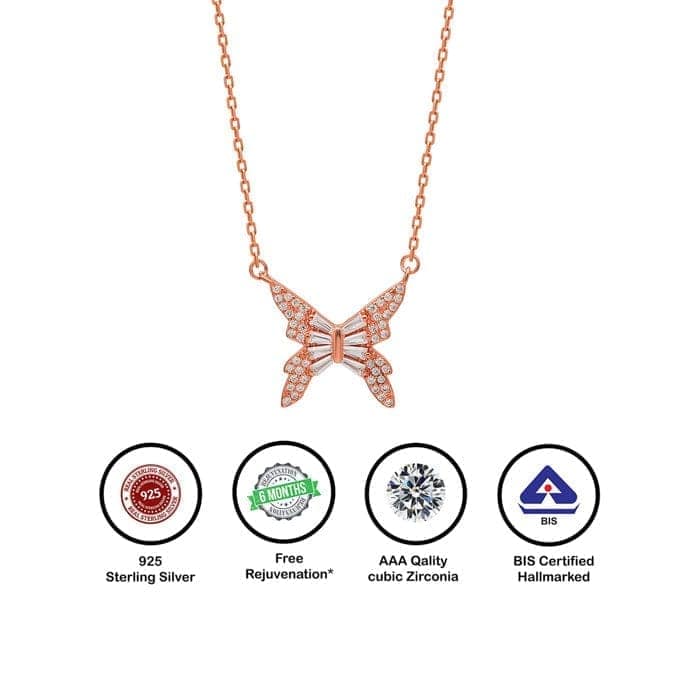 Rose Gold Butterfly Charm Necklace view 6