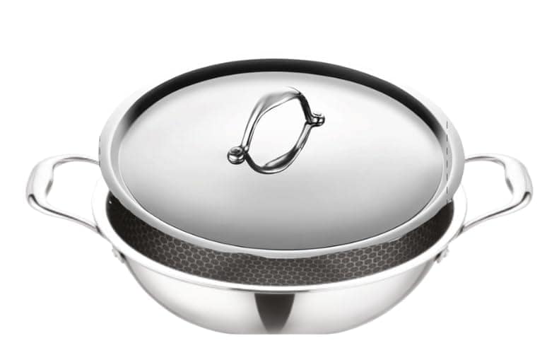 Triply Honeycomb Kadhai with Lid | Stainless Steel Honeycomb Kadhai | Induction & Gas Friendly | Even-Heat 3-Ply Cookware for Healthy Indian Cooking (22cm / 24cm / 26cm) view 2