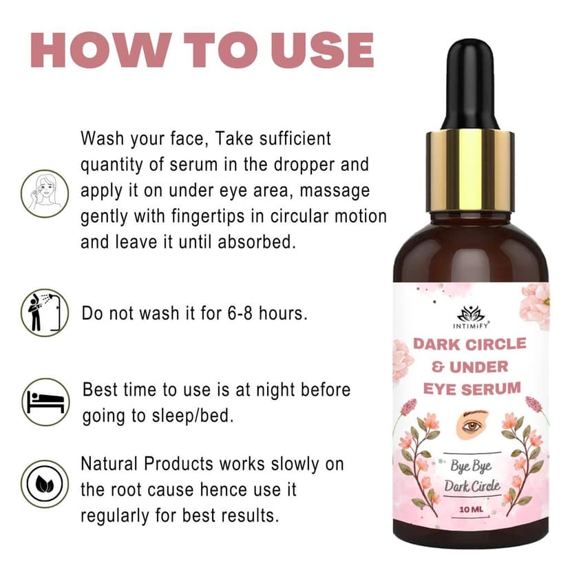 Intimify Dark Circle Serum, Dark Circle Remover, Under Eye Cream, Reduce Wrinkles, 10 mL view 5