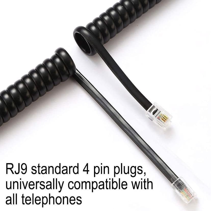 Telephone Handset Phone Extension Cord Curly Coil Line Cable Wire 2 Meter (Black) PACK OF 2 PCS view 3