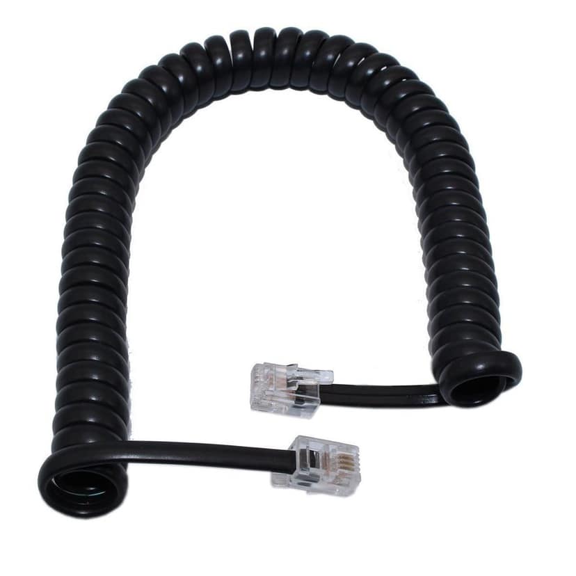 Telephone Handset Phone Extension Cord Curly Coil Line Cable Wire 2 Meter (Black) PACK OF 2 PCS view 4