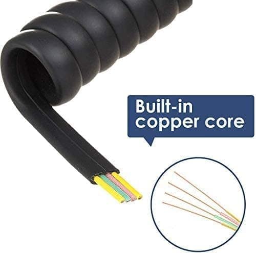 Telephone Handset Phone Extension Cord Curly Coil Line Cable Wire 2 Meter (Black) PACK OF 2 PCS view 7