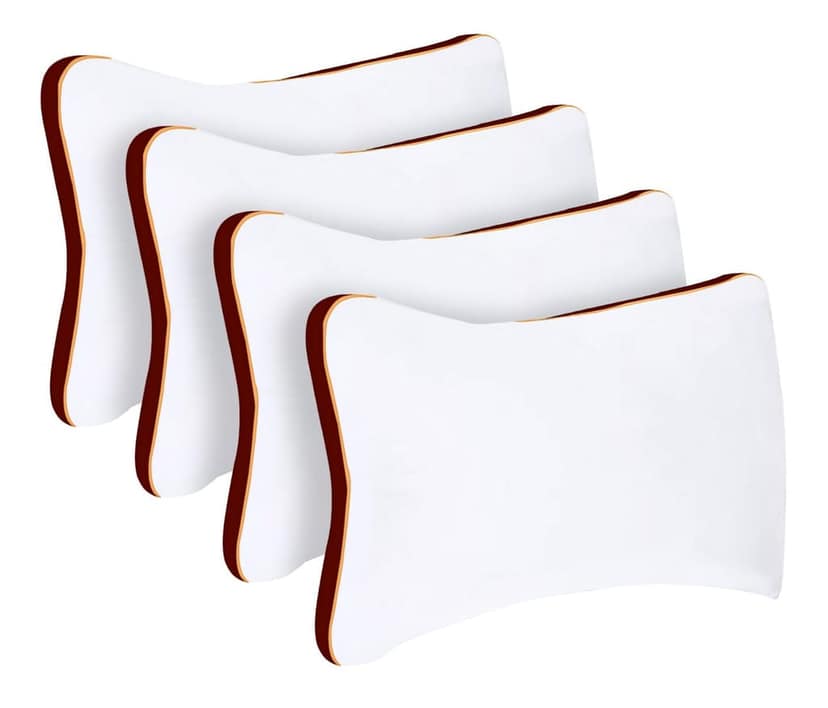 Sleepsia Microfiber Bed Pillow for Sleeping - Down Alternative Ultrasoft Cotton Washable Pillow with Satin Gusset- Queen (Red, Pack of 4)