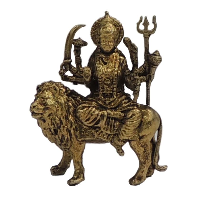 Mini Brass Durga Ji Idol Statue for Car Dashboard & Gifting, Height : 1.5 Inch (BSMAS1922 B) view 2