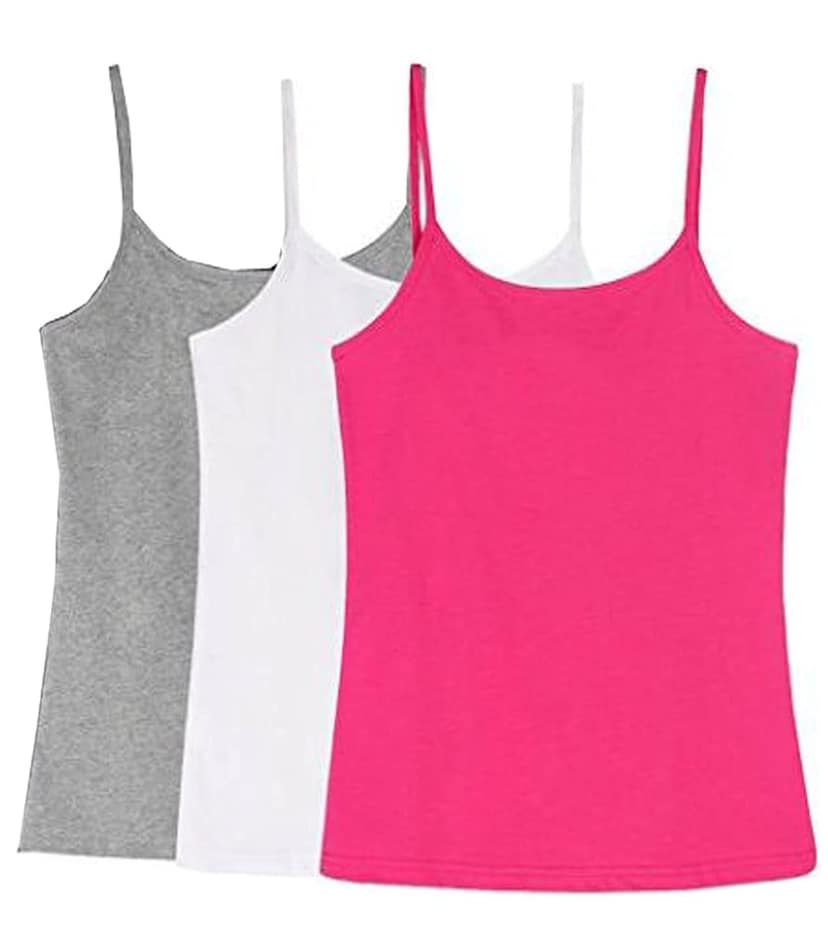 Amul comfy Cotton Girls Camisole Multicolour Pack of 3 view 2