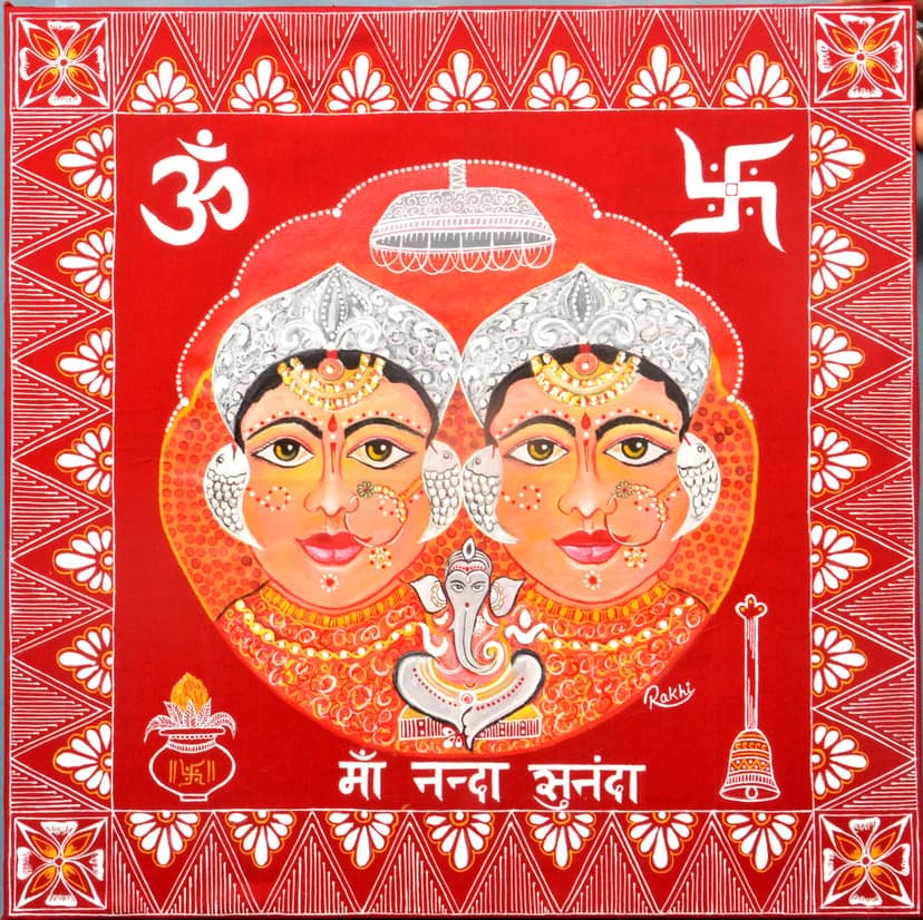 Maa Nanda Sunanda Aipan Painting view 2