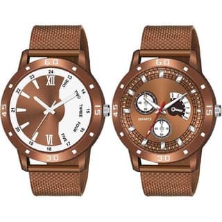 HRV Men's Round Dial Brown Strap Analog Watch