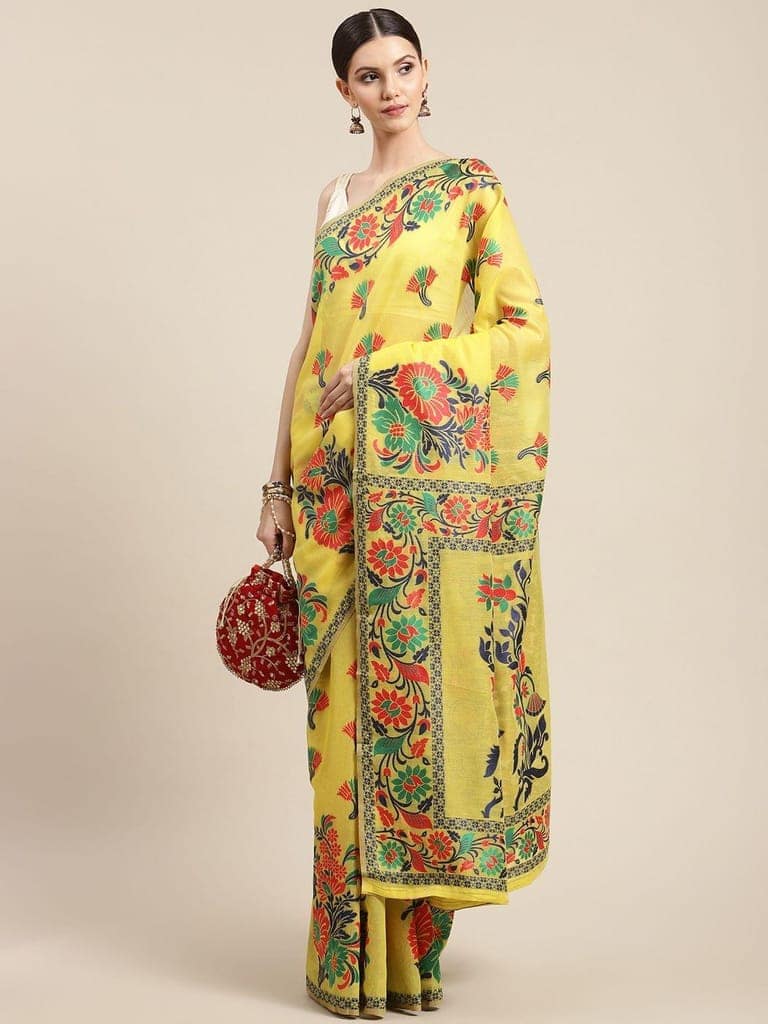 Women's Cotton Jamdani Saree With Unstiched Blouse Piece