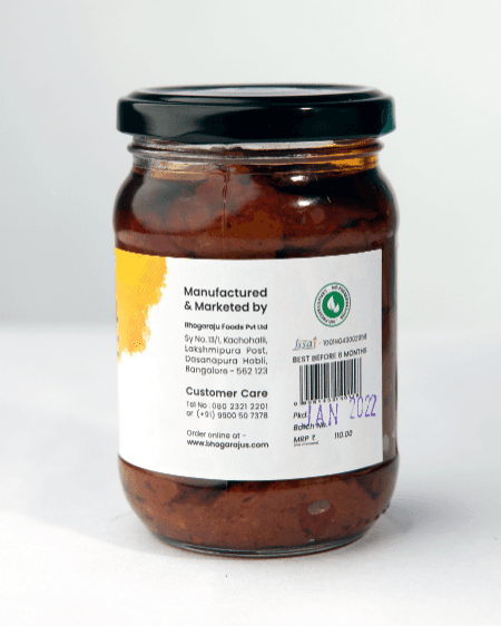 Bhogarajus Red Chilly Pickle (Garlic) - 300 grams (Food Grade Pouch) view 3