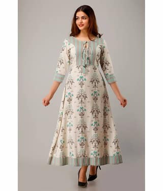 IRIDAA JAIPUR - Green Cotton Blend Women's Anarkali Kurti ( Pack of 1 )