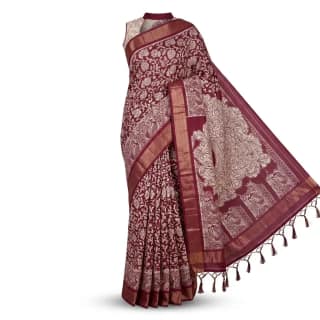 Sambalpuri Maroon Peacock Heritage Ikat Handloom Saree