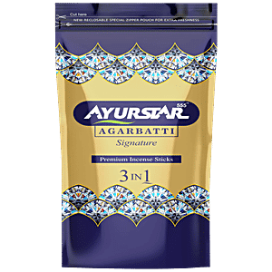 AYURSTAR Incense Sticks 3 In 1 - Agarbatti, For Pooja & Pleasant Fragrance, 110 g Zipper Pouch