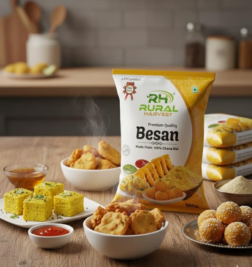 RURAL HARVEST Premium Quality Besan - 100% Chana Dal Gram Flour (500g) view 4