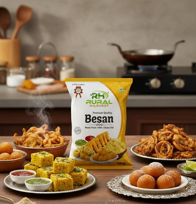 RURAL HARVEST Premium Quality Besan - 100% Chana Dal Gram Flour (500g) view 5