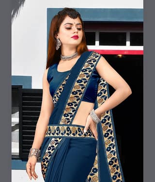 WXW Fashion Lycra Embroidered Regular Saree With Unstitched Blouse Piece ( Maroon )