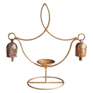 Garvi Gurjari (A Gujarat Govt Enterprise) Handmade Decorative Diya Stand Copper Bell(GGCHMCB01)