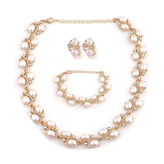 Latest Stylish Design Fancy Pearl Bracelet Earrings Necklace Jewellery Set for Women (15214s)