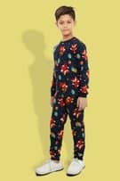 Ninos Dreams Boys Reindeer Printed Full Sleeves Christmas Night Suit-Navy Blue view 2