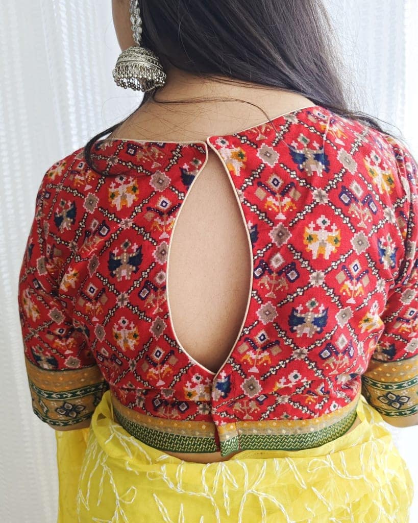 Crepe Silk Stitched Blouse Red Color Patola Print-7986 view 3