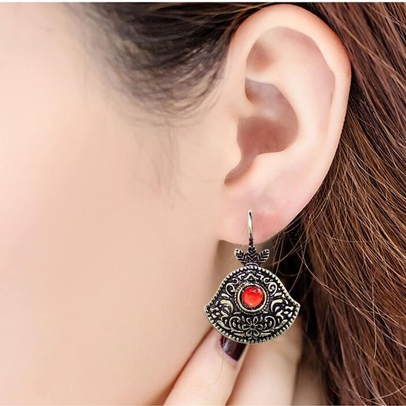 Jewelryklub Combo Of 4 Pairs Oxidised Silver Brass Bell Shape Fish Hook Earrings With Colored For Women And Girls view 5