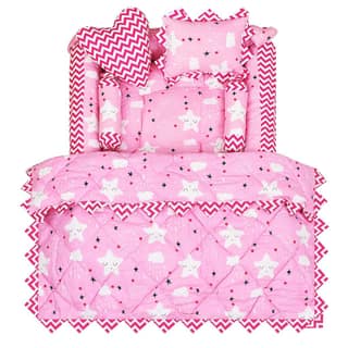 LOREM 4 Pillows & Square Shape Cotton Baby Bed for 0-1 Year BB12-15