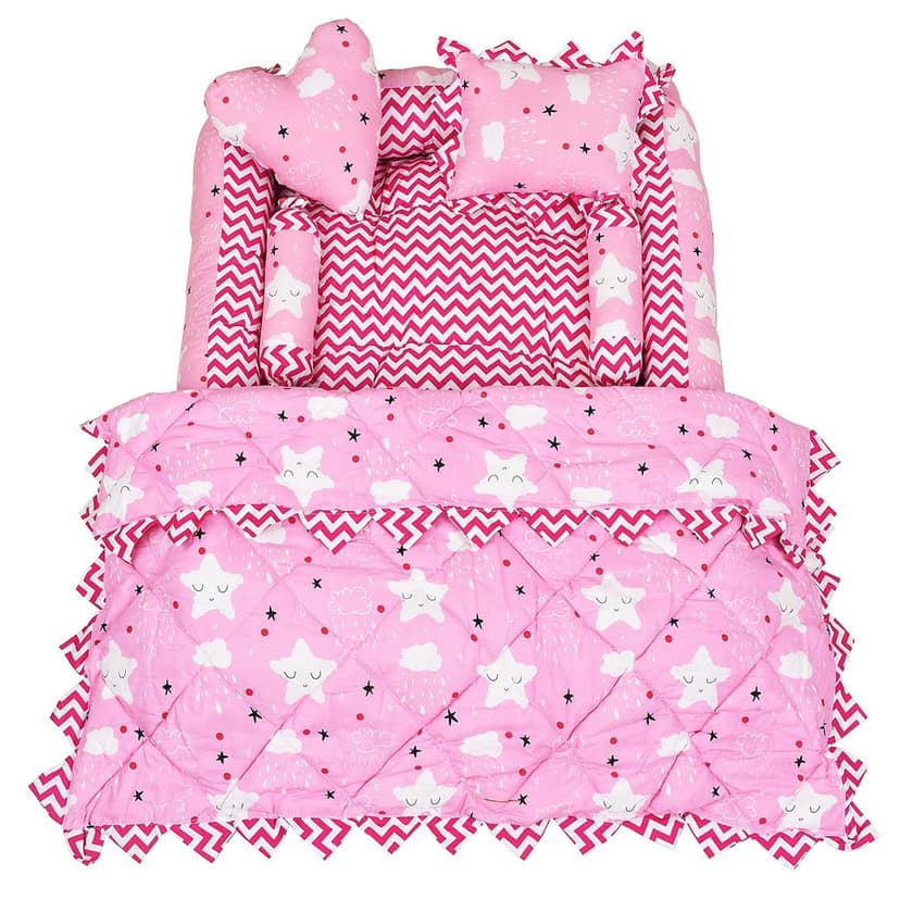 LOREM 4 Pillows & Square Shape Cotton Baby Bed for 0-1 Year BB12-15 view 2