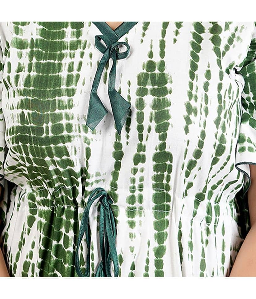 Gutthi Green Satin Women's Nightwear Kaftan Night Dress ( Pack of 1 ) view 2