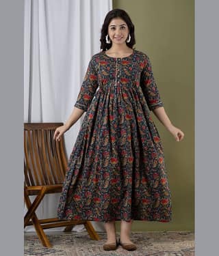 Nevisha Style Blue Cotton Maternity Kurta Single