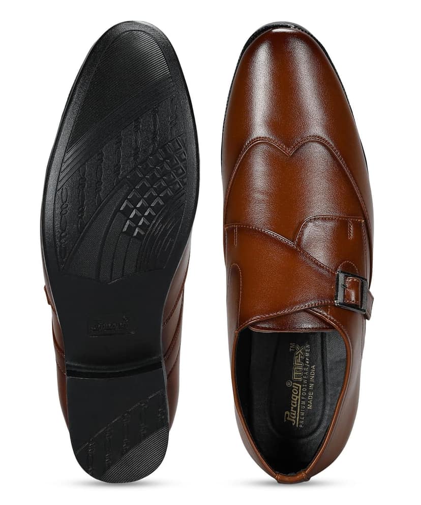 Paragon Men's Tan Formal Shoes with Buckle| Durable & Sturdy for Outdoor Wear view 4