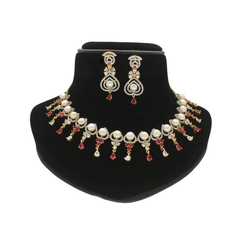Sri Jagdamba Pearls Cherry Pearl Necklace Set view 2